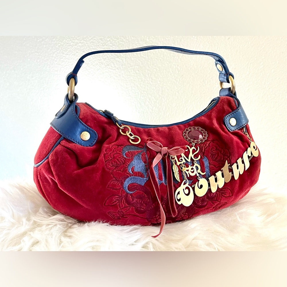EUC Y2K Juicy Couture Red and Blue Satchel Bag Wristlet Set - Picture 5 of 12